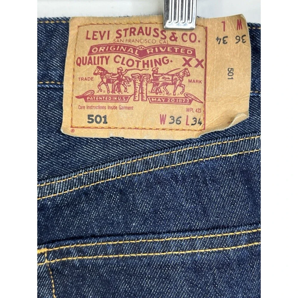 Levi's 501 Jeans Men's 36x34 Button Fly Straight Dark Wash Denim Classic